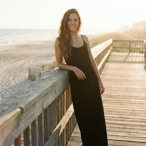 Banana Republic Dresses & Skirts - Banana Republic Petite Small Black Maxi Dress Halter Minimalist Y2K 90s Coastal